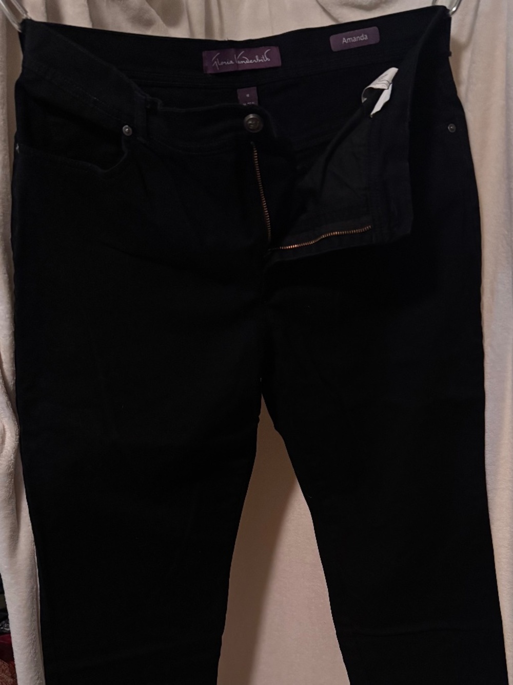 Gloria Vanderbilt Amanda Black Jeans Women’s Size 16 Short Stretch Slim Straight